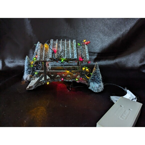 Lemax Wooden Bridge With Trees, Christmas Village Carole Towne Collection w/Box - Picture 8 of 14